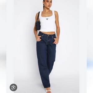 WHITE FOX BOUTIQUE WHAT YOU DONT SEE JEANS IN DARK BLUE WASH- L